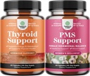 Bundle of Herbal Thyroid Support Complex og Herbal PMS Support for Kvinder - Mood Enhancer Energy Supplement for Thyroid Sundhed - Feminin Balance Complex med PMS Vitaminer for Kvinder