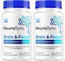 (2 Pack) NeuroSync Brain Capsules, Neuro Sync Brain & Focus, NeuroSync Brain, NeuroSync Advanced Formula Capsules, NeuroSync Brain and Focus, NeuroSync Brain Supplement, 120 Kapsler til 2 måneder