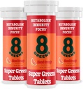 8Greens Supergreens Tablets Б124; Super Green Powder Superfood Tablet, Metabolisme Immunitet & Focus, Daily Green Effervescent Tablets, Organic: Aloe Vera, Spirulina, Chlorella, Blood Orange, 30 Servere