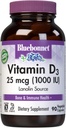 BlueBonnet Nutrition Vitamin D3 1000 IE, Støtte i muskel - og skeletvækst, Cholecalciferol fra Lanolin, Non GMO, Gluten Free, Soy Free, Milk Free, Kosher, 90 Vegetabilsk Capsule, White