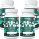 8- 1- Liposomal Glutathion 2400 MG, High Absorption Antioxidant Formel - med Hyaluronsyre, Alpha- Lipoinsyre, Resveratrol - Hud, Lever Detox & immunsystem, 240 Softgels