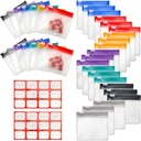35 + 2 Pcs Pill Pouch Tasker Zipplered Pill Pouch Sæt med 2 ark Label, 7 Farver Pill Pouches til medicin Rejser Genanvendelige små plastic Pill Tasker til Rejser / Home Daglig brug
