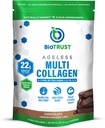 BioTrust Agueless Multi Collagen Peptider Powder - 5 typer (I, II, III, V, X) - Chokolade Collagen Powder til kvinder & mænd - Hydrolyzed Protein - Græs Fed Oksekød, fisk, kylling, Eggshell Membrane