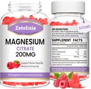 2 Pack Magnesium Citrate Gummies, Høj Absorption Magnesium Gummies for voksne, Muskel & Tænder Support, Vegansk Natural Raspberry Flavor 120 Cts