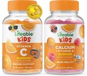 Lifeable Vitamin C Kids + Calcium with Vitamin D Kids, Gummies Bundle - Great Tasting, Vitamin Supplement, Gluten Free, GMO Free, Chewable Gummy