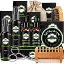 Beard Kit til mænd med skæg vask, skæg Conditioner, skæg olie, skæg Balm, Brush, Comb, Saks, opbevaring taske, gaver til mænd far Mand Kæreste