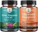 Bundle af leverstøtte NAC tillæg med mælk tidsel ekstrakt, N acetyl cystein og artichoke, og Herbal Thyroid Support Complex - Potent Kelp Jod til Hormone Balance - Mood & Energy