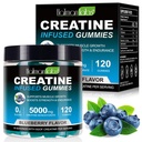Creatinin Gummies for mænd og kvinder - 120 Tæl, 5000mg Creatinin monohydrat, Zero Sugar, Muscle Growth & Strength Booster, Pre- workout Energy Supplement