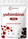 Dobbelt styrke Yohimbine Kosttilskud til mænd og kvinder, 10mg per servering, 300 Softgel, Yohimbine HCL med Virgin Sunflower Seed Oil for Better Absorption, Understøtter energiproduktion, African Raw