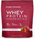 Dr. Mercola Pure Power Whey Protein + Probiotika - Understøtter muskel inddrivelse & fordøjelsessundhed - Pastorer- Raised Whey - MCTs & Fiber - Vanilla - 31 oz (22 Servere) - Jordbær