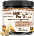 Hund Multivitamin med mineraler for den samlede sundhed - Hund vitaminer og kosttilskud med Glucosamin, Probiotika til hvalpe & seniorhunde med mineraler - Omega 3 Fiskeolie til hud & Coat - 107 Tyg