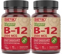 DEVA Vegan Vitamin B- 12, High Potency 2500 mcg B12, Fast Dissoltion, Sublingual, 90 tabletter (pakke med 2)