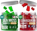 Irish Sea Moss & Ashwagandha Gummies - Ashwagandha Supplements & Sea Moss Supplement for Adults, Kids - Irish Sea moss Bladderwrack Burdock Root Ashwagandha - 60 Ashwagandha, 60 Irish Sea Moss Gummies