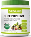 Organic Super Green Superfood Powder med Spirulina & Chlorella for Gut Health, Understøtter Immunitet, fordøjelsessygdomme, naturlig energi, probiotisk, antioxidant, fordøjelsessygdomme, (300grs)
