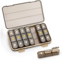 Pill Organizer 3 gange om dagen, Pill Box 7 Dag - Acedada Ugentlig rejse Medicin Organizer Box, Stor Pill Container Holder Vitaminer Case Pill Dispenser, Brown