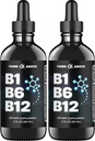 B1 B6 B12 Vitamin Liquid Drops - Nerve, Energi, Hjerne Support - Fruity- Like Flavor - Methylcobalamin, Thiamin, Pyridoxin (2)
