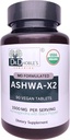 Ashwa X2, Md Formulerede Vegan tabletter med naturlige ingredienser & sort peber som øger biotilgængelighed, 1500mg, Ingen ekstrakt, USDA Organic