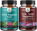 Bundle af leverstøtte supplement med NAC for lever rense og Vegansk ursyre rense og afvænning til mænd og kvinders Joints Nyrer og mere