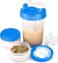 16oz Protein Shaker Flaske med shaker Ball og 2 storage krukker Budding- 124; BPA- Free Plastic Cup med klar måling skala Budding124; Perfekt til Protein Mixes og Pills Budding124; Bærbar Pre- Workout Drink Cup Buddingblå