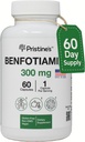 PRISTINE 'S Benfotiamin 300mg High Bioavailability Nerve Support - 60 Day Supply - Fat Opløselig vitamin B1 Kosttilskud - Vegan - Non- GMO