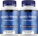 (2 Pack) Neuro Thrive Brain Supplement, Neuro Thrive for Memory Formel, Neuro- Thrive PQQ at reducere de negative virkninger af Brain Fog Neuro- Thrive Cognitive Function NeuroThrive Anmeldelser (120 kapsler)