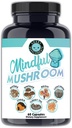 Angry Supplements Mindful Mushrooms Capsules - 7in1 Premium Health Shroom Blend of Maitake, Shiitake, Reishi, Tyrkiet Tail, Cordyceps, Lions Mane og Chaga Mushroes (60ct)