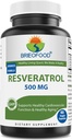 Brieofood Resveratrol 500mg - Natural Antioxidant Supplement for cardiovaskulær & immunsystem Sundhed - 60 Veggie kapsler