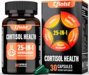 Cortisol supplement til kvinder, 25-in-1 Cortisol Reducer for kvinder & mænd, Cortisol kosttilskud til mænd med Ashwagandha, Rhodiola Rosea, L- Theanine, for Mood, Focus, Sleep Support, 30 Kapsler