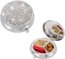 Bling Pill Box, 3 Segment Medicine Pill Case Holder, Bling Crystal Rhinestones Vandtæt Pocket Pill Case On Medicine Organizer for Vitamin / Fish Oliils / Supplement. (Sølv)