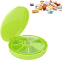 7 dages pills Container, Seven Grids Pills Box Organizer Round 7 Compartments Travel Box for Home Travel Pills Case Medication Aids Tool Daily Week Reminder Case (Green)