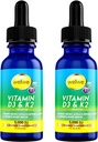 2 flasker flydende vitamin D3 K2 Drops 5000 IE med MCT Oil - Vegansk flydende vitamin D supplement til Boost Energy Niveau, Mood og immunsystem, Unflavored, No Odor, Gluten- Free, Non-GMO, 2 Fl Oz