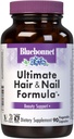 BlueBonnet Nutrition Ultimate Hår og Nail Formel, Vitaminer, Mineraler, Specialty Nutrients for Beauty Indenfor, Gluten- Free, Kosher- Certified, Dairy- Free, Vegan, 90 Vegetabilske kapsler, 30 Servere, Hvid