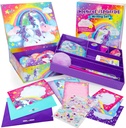 Original Stationery Unicorn Brev Skrivning Kit - 45-stykke Multi- Color Paper & Sticker sæt med lilla opbevaringsboks - Stationery & Brevpapir til piger