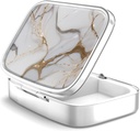 Pill Box 2 Segment Lille Pill Case, Portable for Pocket eller Purse Pill Organizer Pill Container Holder til at holde vitaminer, medicin, fiskeolie og kosttilskud (Gray Marbling Gold)
