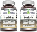 Amazing Formulas Lecithin 1200 mg Softgels Supplement | High Potency | Non-GMO | Gluten Free (2 Pack, 240 Count)