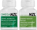 Omega-3 Natural Joint Relief Supplement Natural Muscle Support, Green- Lipped Mussel Oil Joint Support, Ingen Fishy Eftersmag, 60 Softgels Plus en flaske Super Green 30 Kapsler