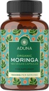 Aduna Organic Moringa Capsules 1500mg • 124; 100% Pure Moringa Leaf for energi, Immunitet & Focus • 124; Natural Plant- Based Food Supplement for Træthed, Inddrivelse & Amning • 124; 180 Vegan Capsules