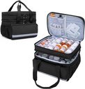 CURMIO Double Layer Pill Flaske Organizer Bag Tom, Medicin Organizer Storage Case med Lockable Zippers, Medicin Travel Bag til receptpligtig Flasker, Medicinske forsyninger, Sort (Patent Design)