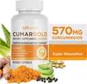 Cumargold 570mg Curcuminoids Gurkemeje Curcumin Supplement med Piperine, Lakrids Root & Aloe Vera - Høj potens naturlige wellness kapsler (90 Tæl)