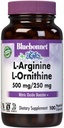 Bluebonnet Nutrition L- Arginin 500mg / L- Orinithin 250 mg, Understøtter Protein Metabolisme *, Soy- fri, Gluten- fri, Non- GMO, Kosher Certificeret, Vegan, 100 Vegetabilske kapsler