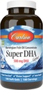 Carlson - Super DHA perler, 500 mg DHA kosttilskud, 640 mg fedtsyrer, Wild- Fanget Norwegian Arctic Omega 3 Fish Oil Supplement, Sustainable Sourced Fish Oil Capsules, 180 Softgels
