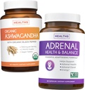 Bundle of Adrenal Support & Organic Ashwagandha - Ashwa- Adrenal Harmony - Adrenal Support & Cortisol Manager (non-GMO) & Organic Ashwagandha Root Powder 1350mg Serve (120 tabletter)