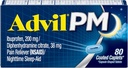 Advil PM Pain Reliever og Nighttime Sleep Aid, Pain Medicine med Ibuprofen for Pain Relief og Diphenhydramin Citrate for a Sleep Aid - 80 Greve (pakke med 2)