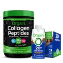 Orgain Grass Fed Hydrolyzed Collagen Peptider Protein Powder - Paleo & Keto Friendly, Aminosyretilskud, Pasture Raised & Grass Fed Clean Protein Shake, Cremet Chokolade Fudge - Måltidserstatning