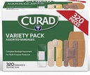 CURAD Assorted Bandages Bulk Variety Pack 320 Count 5 Style herunder vandtæt, Sheer, Plastic, Heavy Duty & Flex- stof førstehjælp Kit Essentials Beskytter Scrapes, Cuts & Burns