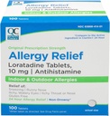 Kvalitet valg 24 timers allergimedicin, Non- Drowsy Relief for indendørs & udendørs allergier, Loratadin 10mg Antihistamin, for lindring af nysen, Runny Næse, Itchy & Watery Eyes, 100 Greve