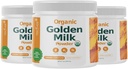 Organic Golden Milk Powder with Vitaminer D3 & K2, Gurkemeje, Ingefær, Curcumin, Kanel, KSM66 Ashwagandha, Holy Basil & Natural Prebiotics- Lækker Usødet Gurkemeje Tea Latte - 3 Pack