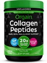 Orgain hydrolyseret collagen peptider pulver til kvinder & mænd, 20g Grass Fed Collagen, Unflavored - hår, hud, negle, & fælles Support, Paleo & Keto, non-GMO, type I og III, 1lb