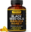 Black Seed Oil Capsules - Med New Zealand Manuka honning, koldpresset tyrkisk Nigella Sativa Oil, 2% Thymoquinon, immunforsvar & fordøjelsesstøtte, Made in USA, 60 Greve, 1010mg per servering