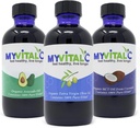 MyVitalC Combo of Organic Extra Virgin Olive Oil, MCT & Avocado Oil - ESS60 Antioxidant Supplement - for Anti-Aging, Longevity, Sleep, Energy - Pack of 3